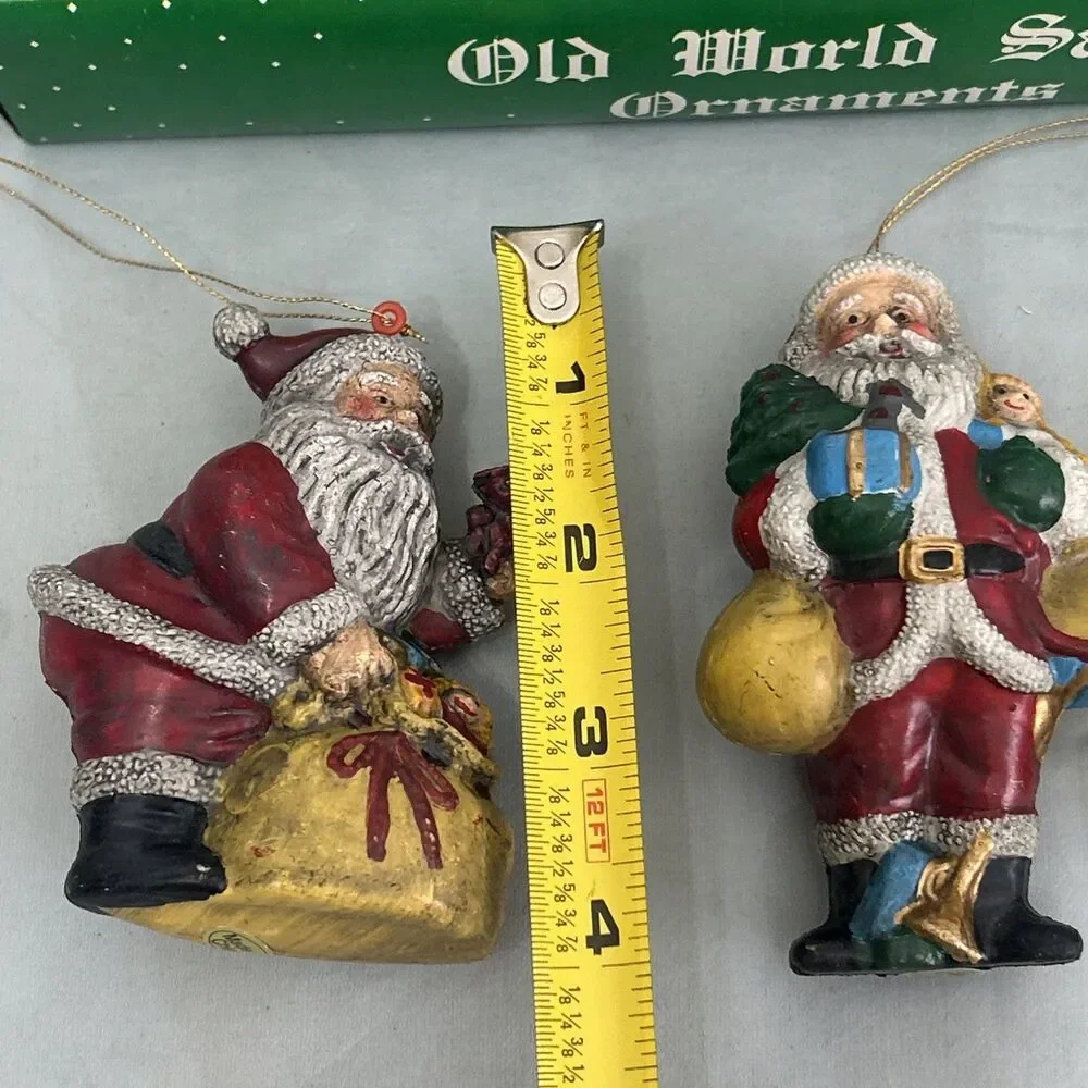 Vintage Old World Santa Ornaments Christmas Tree Decor Set of 3 Figurines